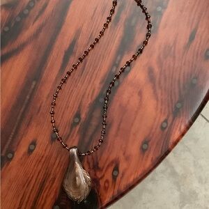 Beaded glass Necklace with unique glass Pendant